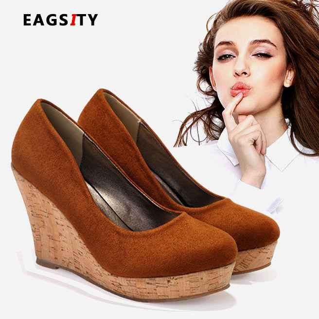 Woodworking Shoes - LIHUAMAO Wood Grain Suede High Heel